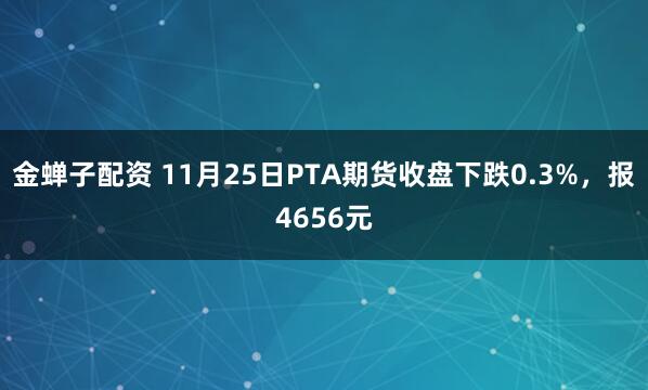 金蝉子配资 11月25日PTA期货收盘下跌0.3%，报4656元