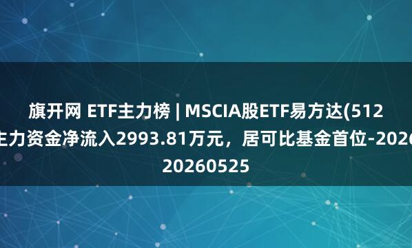 旗开网 ETF主力榜 | MSCIA股ETF易方达(512090)主力资金净流入2993.81万元，居可比基金首位-20260525